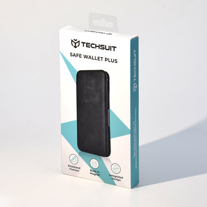 Husa de protectie Techsuit Safe Wallet Plus compatibila cu Samsung Galaxy A21s, acoperire spate, negru