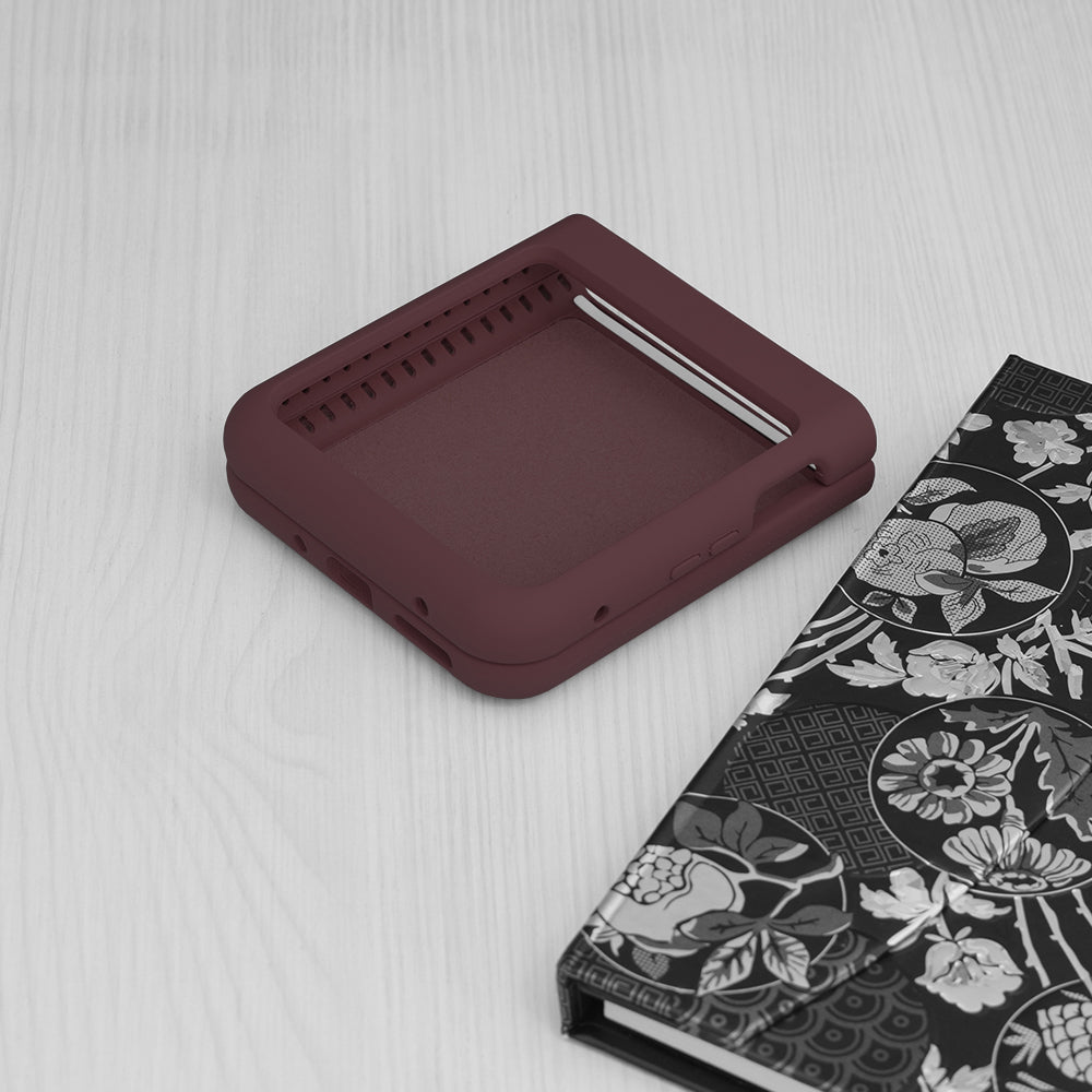 Husa de protectie Techsuit Soft Edge Silicone compatibila cu Oppo Find N3 Flip, acoperire spate, visiniu