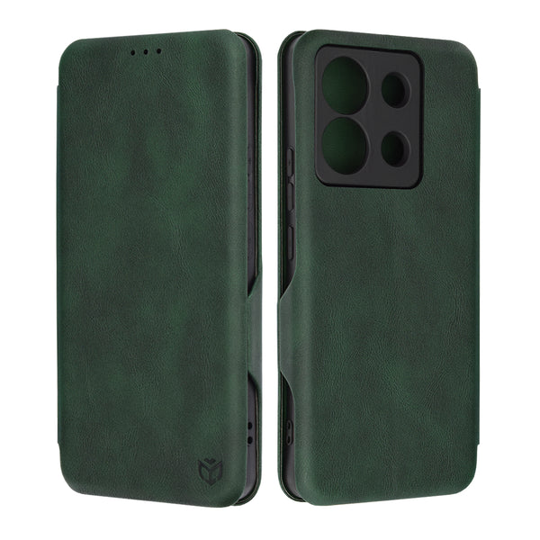 Husa de protectie Techsuit Safe Wallet Plus compatibila cu Xiaomi Redmi Note 13 Pro 5G, acoperire spate, verde