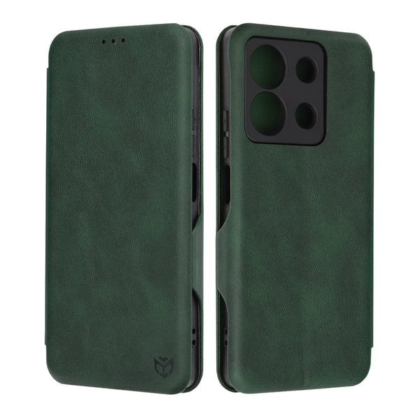 Husa de protectie Techsuit Safe Wallet Plus compatibila cu Xiaomi Redmi Note 13 5G, acoperire spate, verde