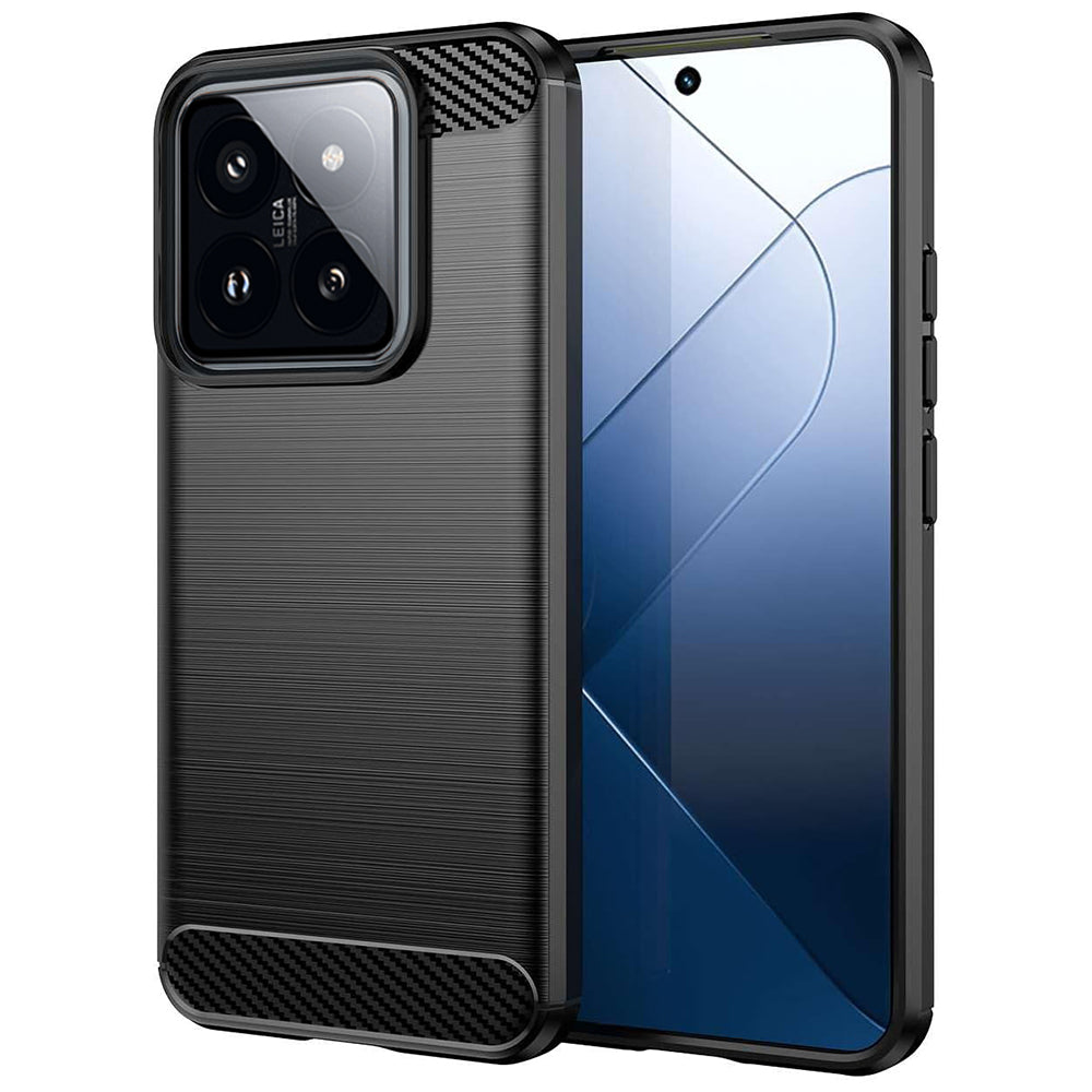 Husa de protectie Techsuit Carbon Siliconecompatibila cu Xiaomi 14 Pro , acoperire spate, negru