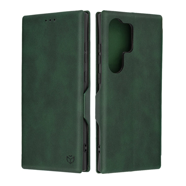 Husa de protectie Techsuit Safe Wallet Plus compatibila cu Samsung Galaxy S24 Ultra, acoperire spate, verde