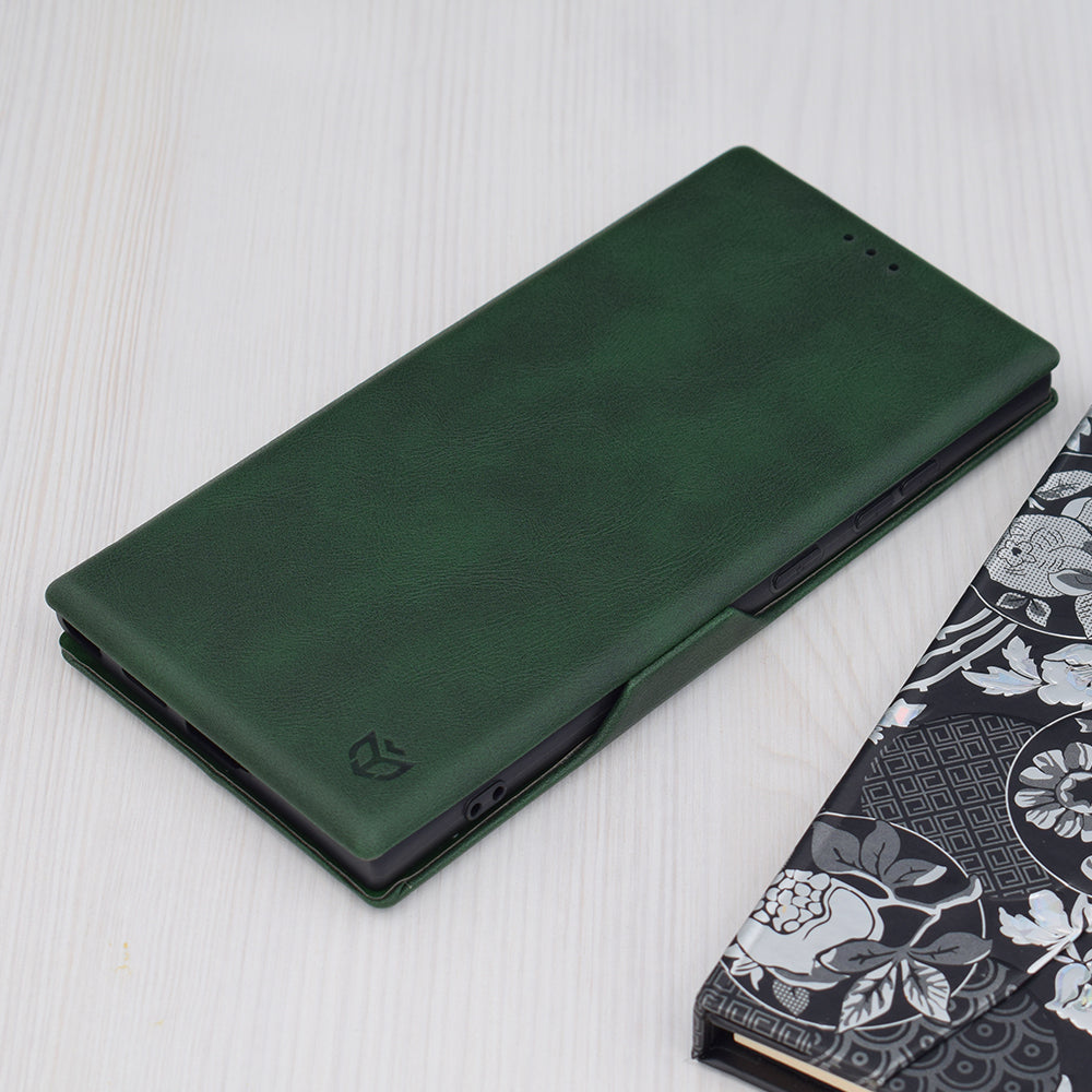 Husa de protectie Techsuit Safe Wallet Plus compatibila cu Samsung Galaxy S24 Ultra, acoperire spate, verde