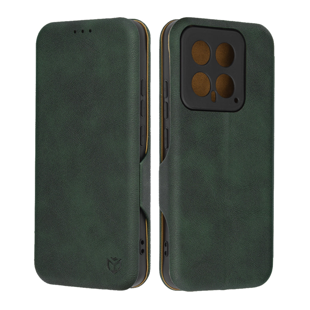 Husa de protectie Techsuit Safe Wallet Plus compatibila cu Xiaomi 14, acoperire spate, verde