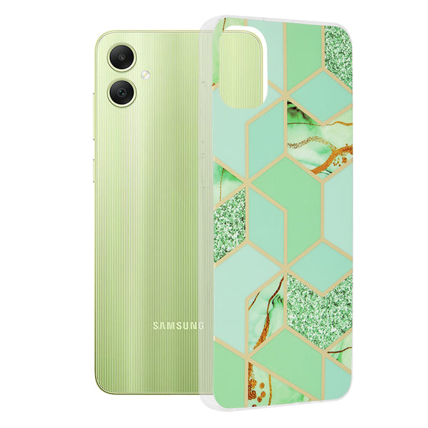 Husa de protectie Techsuit Marble Series compatibila cu Samsung Galaxy A05, acoperire spate, Green Hex