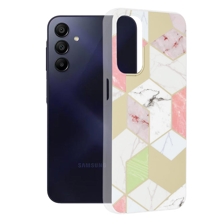 Husa de protectie Techsuit Marble Series compatibila cu Samsung Galaxy A15 4G, acoperire spate, Purple Hex