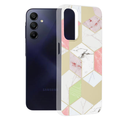 Husa de protectie Techsuit Marble Series compatibila cu Samsung Galaxy A15 4G, acoperire spate, Purple Hex