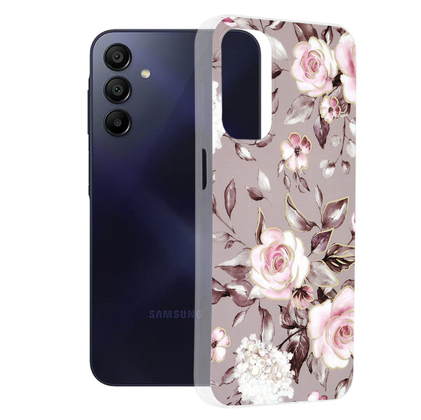 Husa de protectie Techsuit Marble Series compatibila cu Samsung Galaxy A15 5G, acoperire spate, Bloom of Ruth, Gray