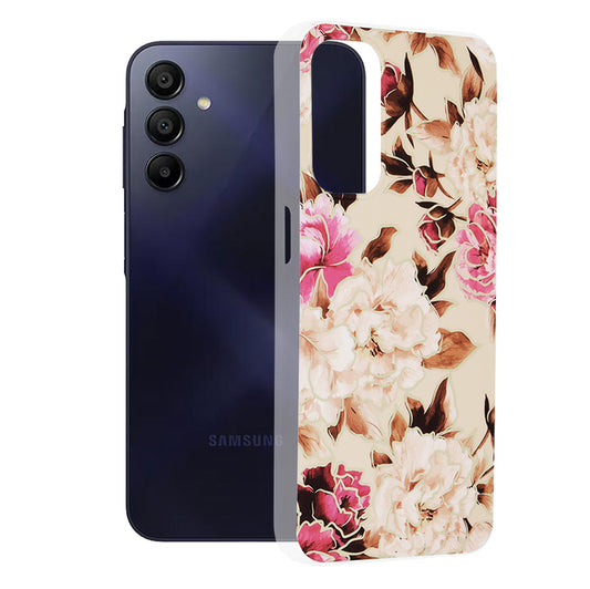 Husa de protectie Techsuit Marble Series compatibila cu Samsung Galaxy A15 4G, acoperire spate, Mary, Berry Nude