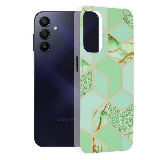 Husa de protectie Techsuit Marble Series compatibila cu Samsung Galaxy A15 5G, acoperire spate, Green Hex