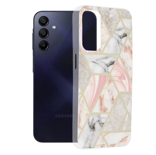 Husa de protectie Techsuit Marble Series compatibila cu Samsung Galaxy A15 4G, acoperire spate, Pink Hex