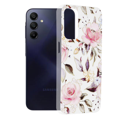 Husa de protectie Techsuit Marble Series compatibila cu Samsung Galaxy A15 4G, acoperire spate, Chloe White