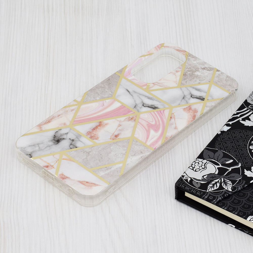 Husa de protectie Techsuit Marble Series compatibila cu Samsung Galaxy A05s, acoperire spate, Pink Hex