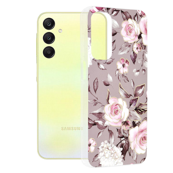 Husa de protectie Techsuit Marble Series compatibila cu Samsung Galaxy A25 5G, acoperire spate, Bloom of Ruth, Gray