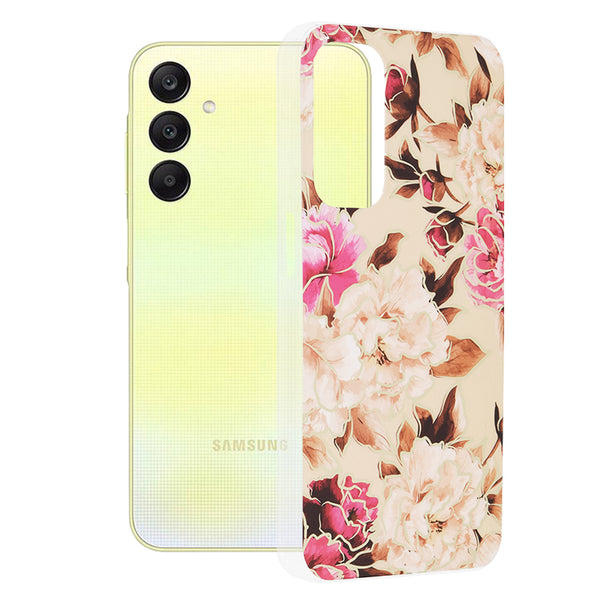 Husa de protectie Techsuit Marble Series compatibila cu Samsung Galaxy A25 5G, acoperire spate, Mary, Berry Nude