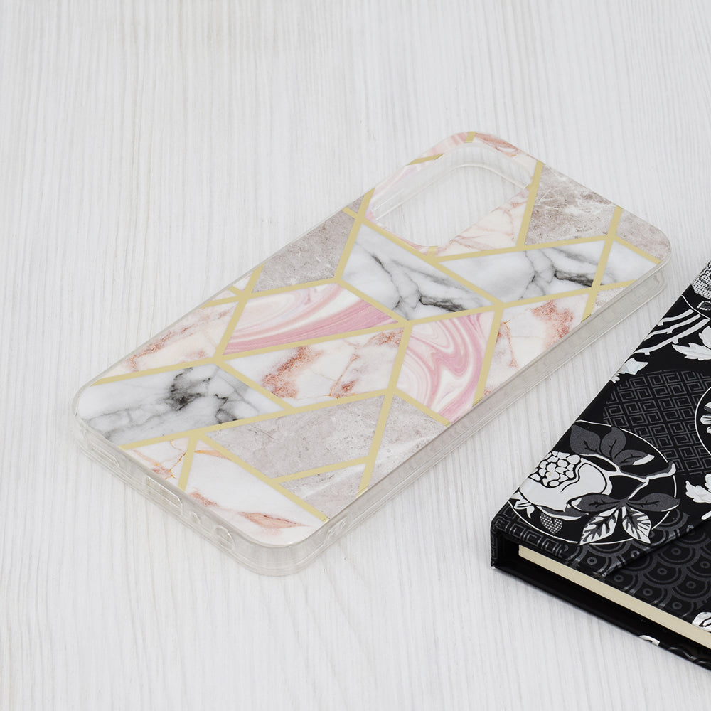 Husa de protectie Techsuit Marble Series compatibila cu Samsung Galaxy A25 5G, acoperire spate, Pink Hex
