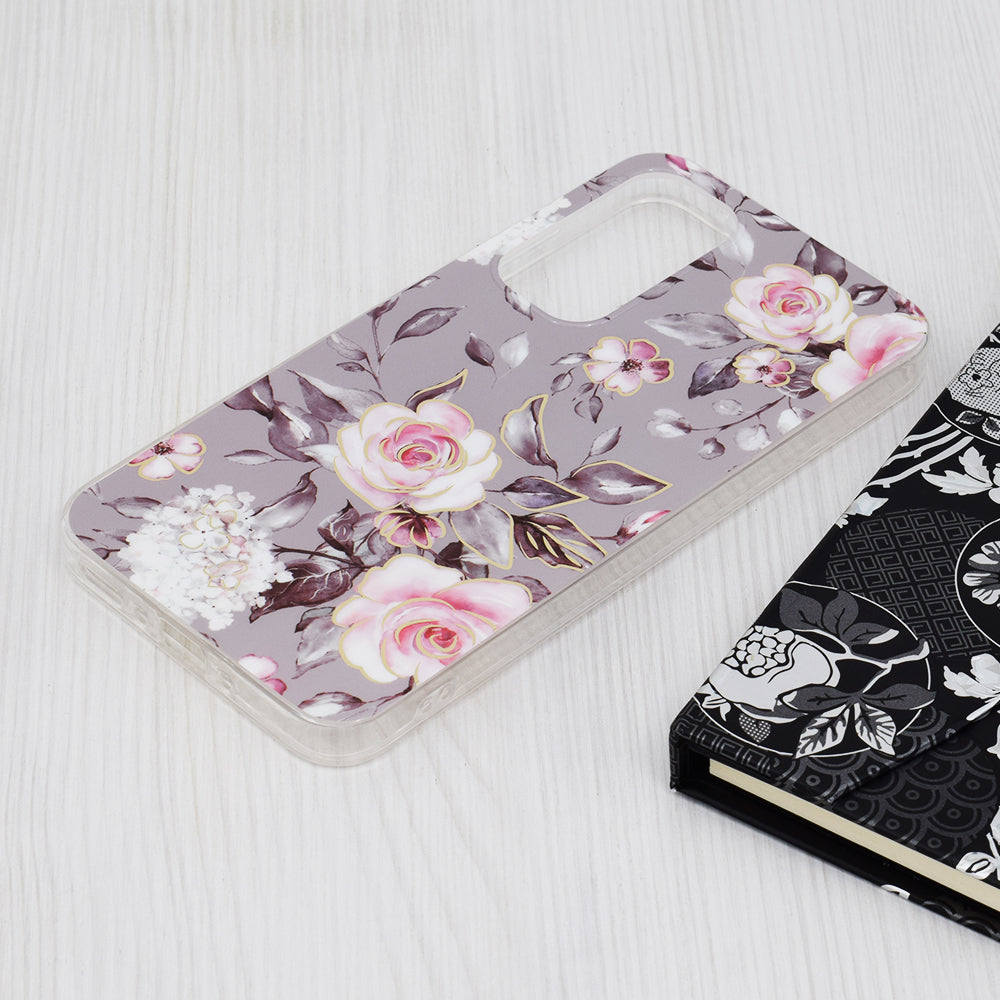 Husa de protectie Techsuit Marble Series compatibila cu Samsung Galaxy A35 5G, acoperire spate, Bloom of Ruth, Gray