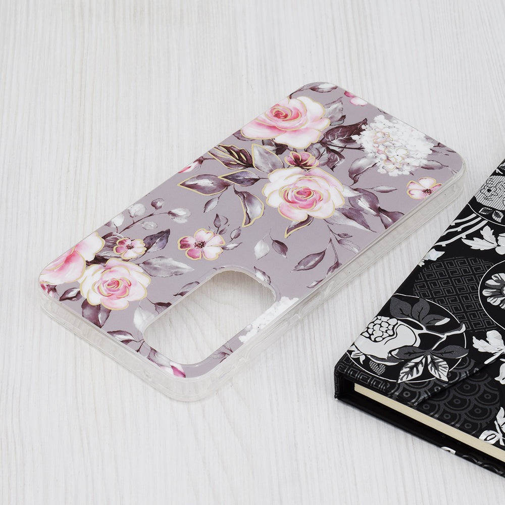 Husa de protectie Techsuit Marble Series compatibila cu Samsung Galaxy A35 5G, acoperire spate, Bloom of Ruth, Gray