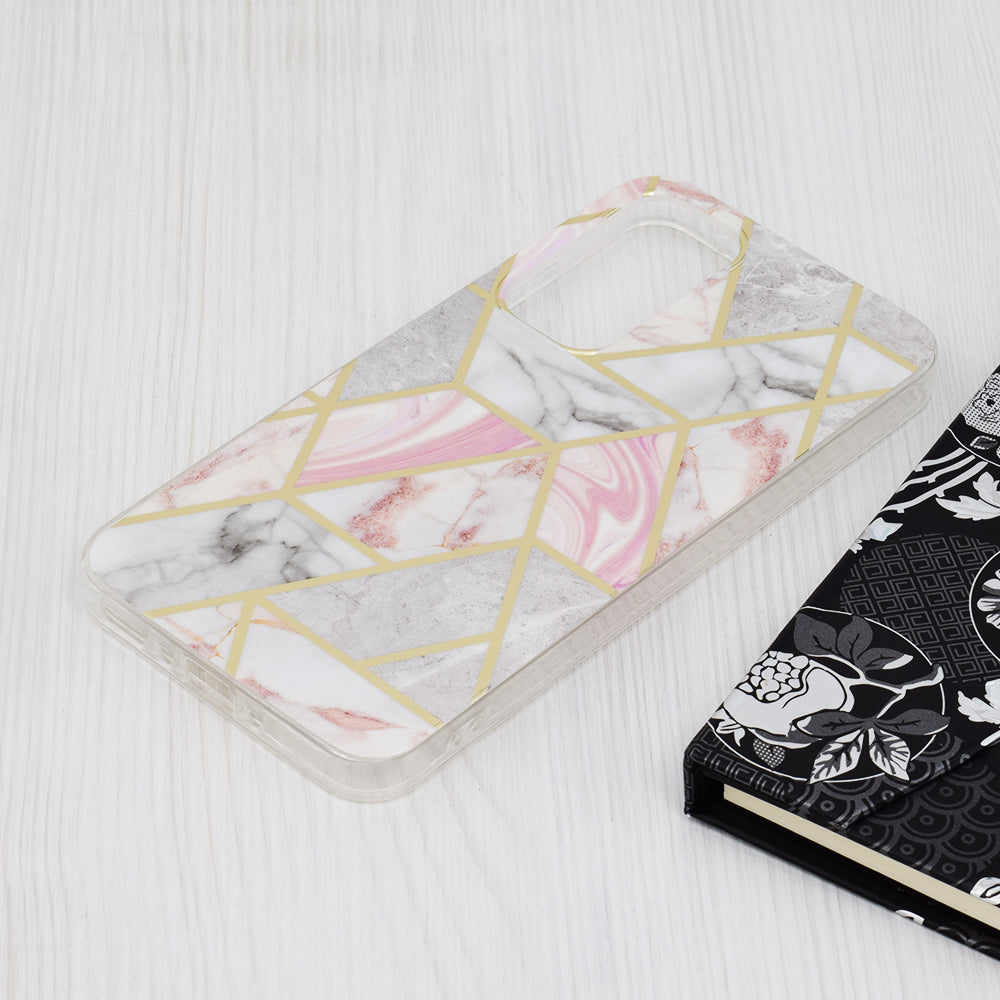 Husa de protectie Techsuit Marble Series compatibila cu Samsung Galaxy A35 5G, acoperire spate, Pink Hex