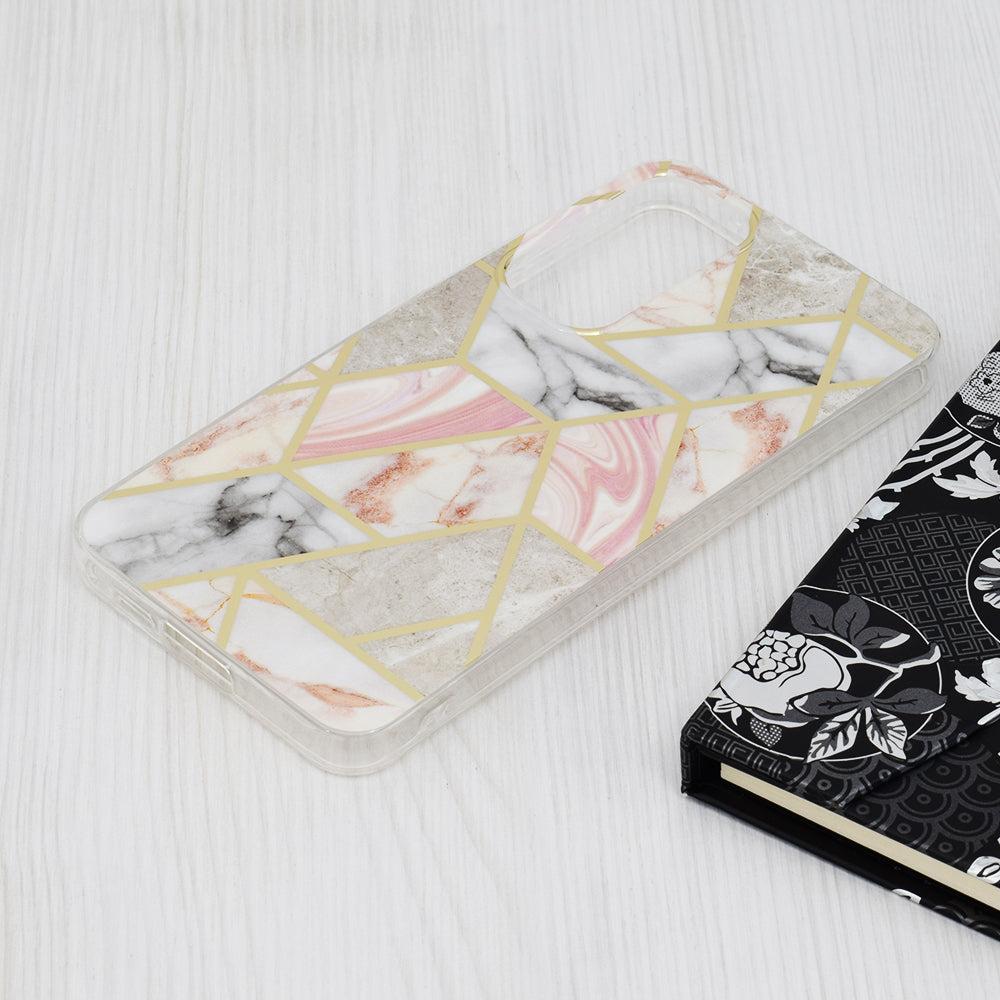 Husa de protectie Techsuit Marble Series compatibila cu Samsung Galaxy A55 5G, acoperire spate, Pink Hex