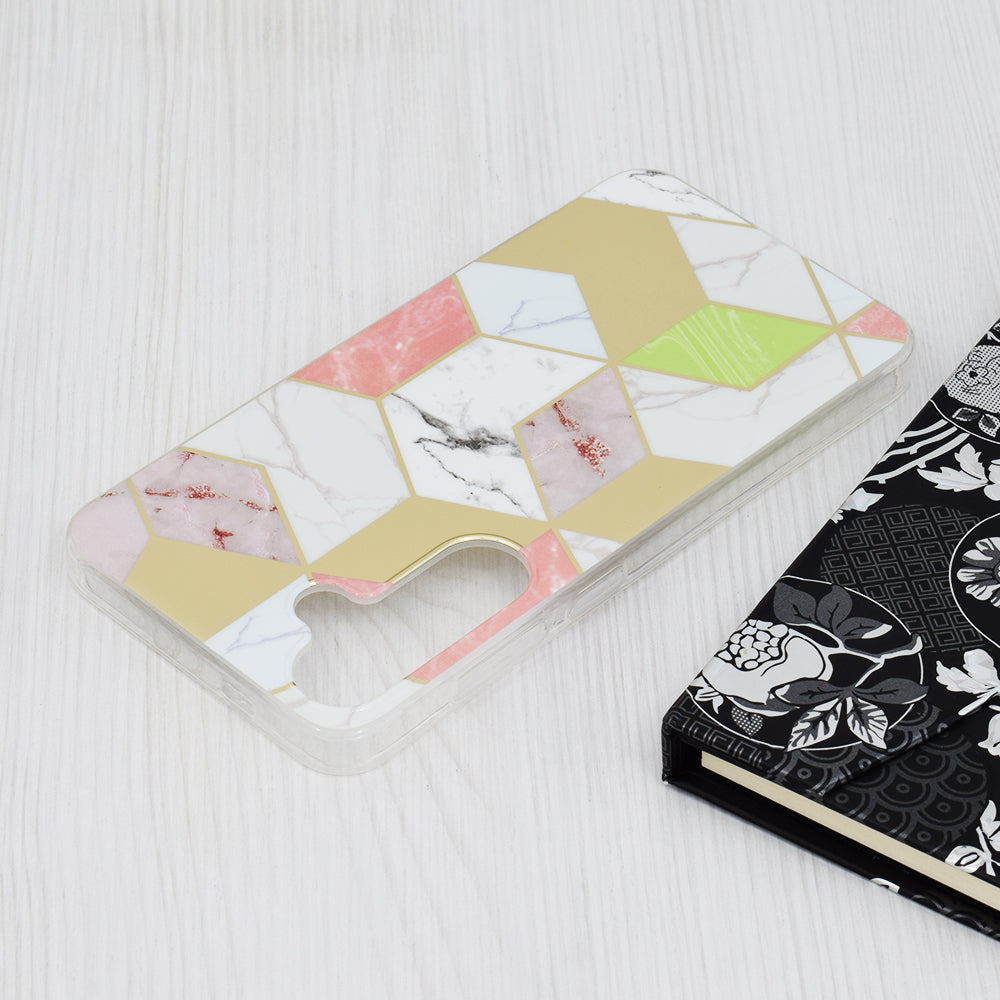 Husa de protectie Techsuit Marble Series compatibila cu Samsung Galaxy S24 Plus, acoperire spate, Purple Hex