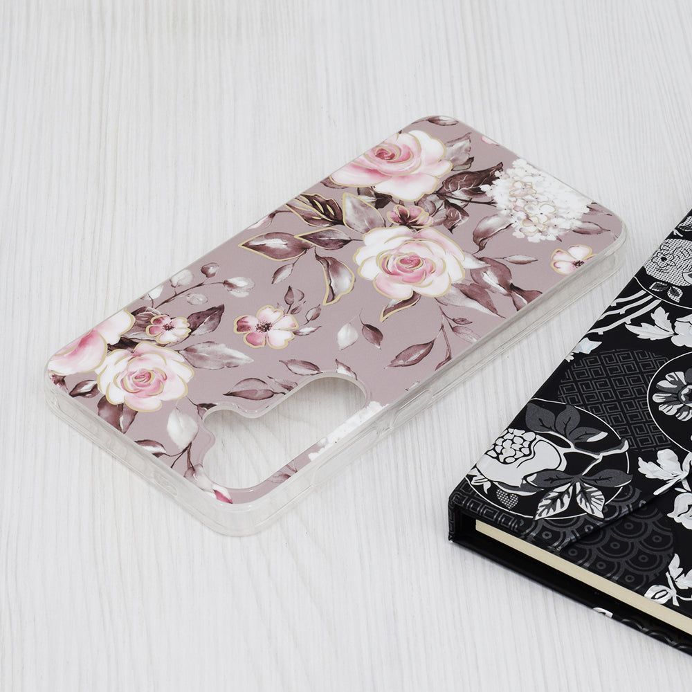 Husa de protectie Techsuit Marble Series compatibila cu Samsung Galaxy S24 Plus, acoperire spate, Bloom of Ruth, Gray