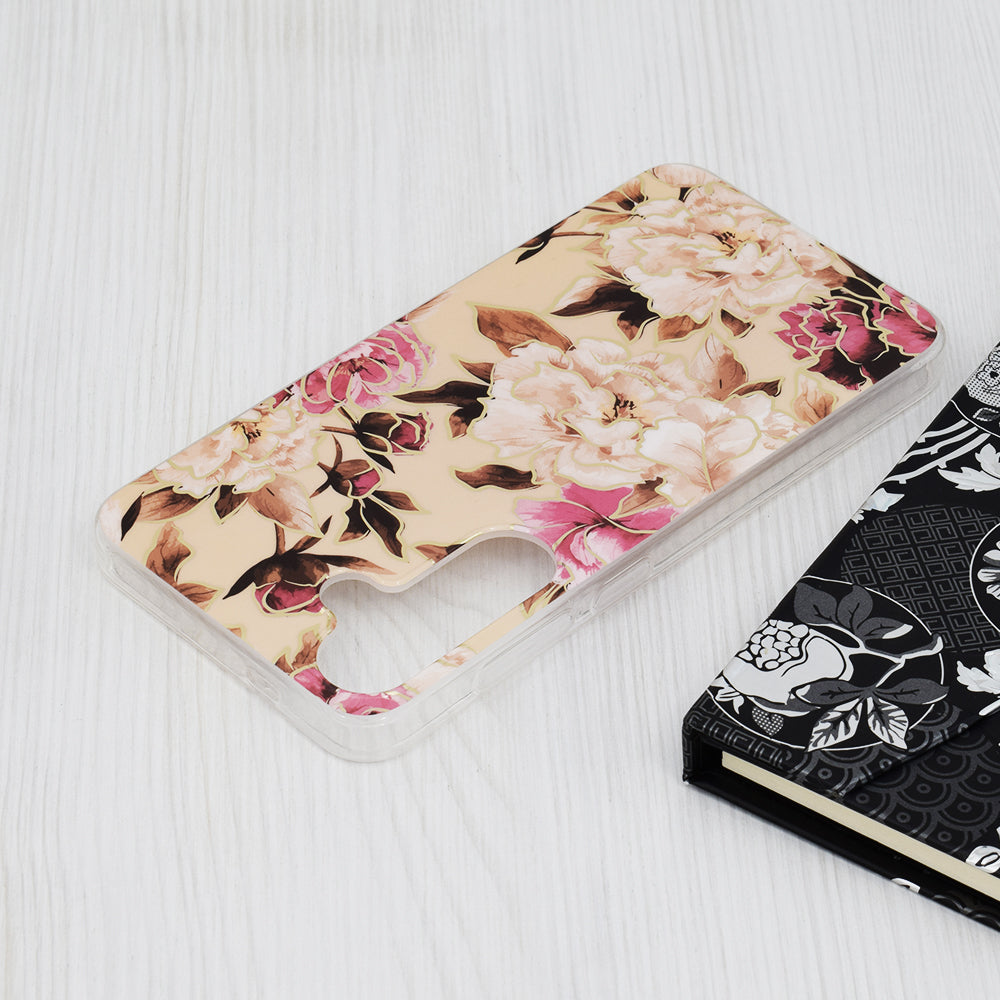 Husa de protectie Techsuit Marble Series compatibila cu Samsung Galaxy S24 Plus, acoperire spate, Mary, Berry Nude