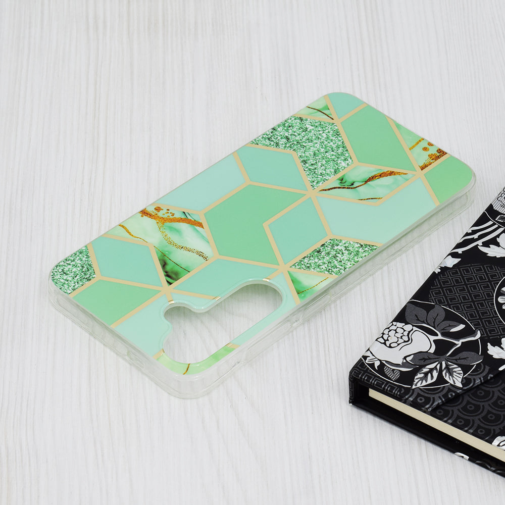 Husa de protectie Techsuit Marble Series compatibila cu Samsung Galaxy S24 Plus, acoperire spate, Green Hex
