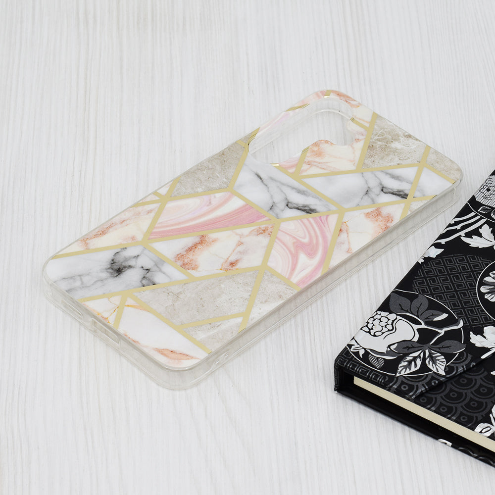 Husa de protectie Techsuit Marble Series compatibila cu Samsung Galaxy S24 Plus, acoperire spate, Pink Hex