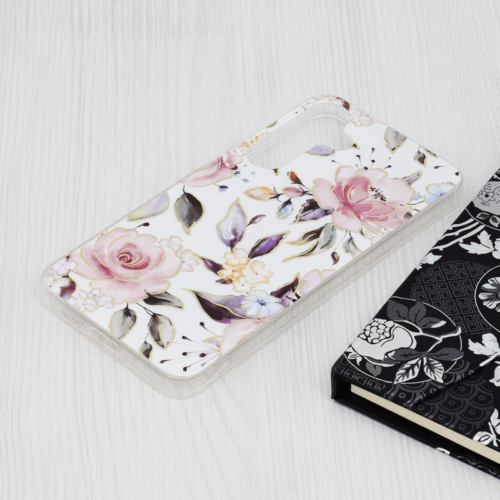 Husa de protectie Techsuit Marble Series compatibila cu Samsung Galaxy S24 Plus, acoperire spate, Chloe White