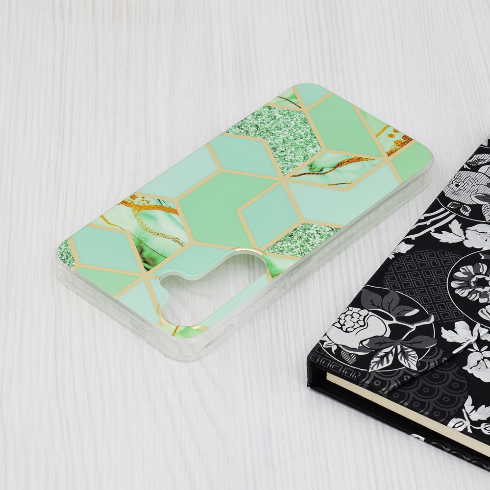 Husa de protectie Techsuit Marble Series compatibila cu Samsung Galaxy S24, acoperire spate, Green Hex