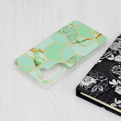 Husa de protectie Techsuit Marble Series compatibila cu Samsung Galaxy S24, acoperire spate, Green Hex