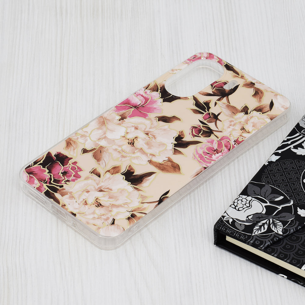 Husa de protectie Techsuit Marble Series compatibila cu Xiaomi Redmi 13C 4G, acoperire spate, Mary, Berry Nude