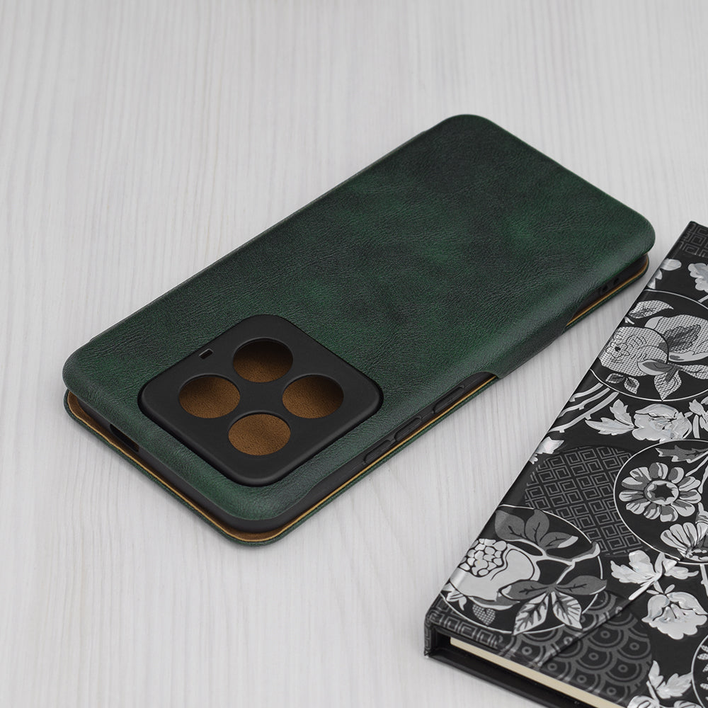 Husa de protectie Techsuit Safe Wallet Plus compatibila cu Xiaomi 14 Pro, acoperire spate, verde