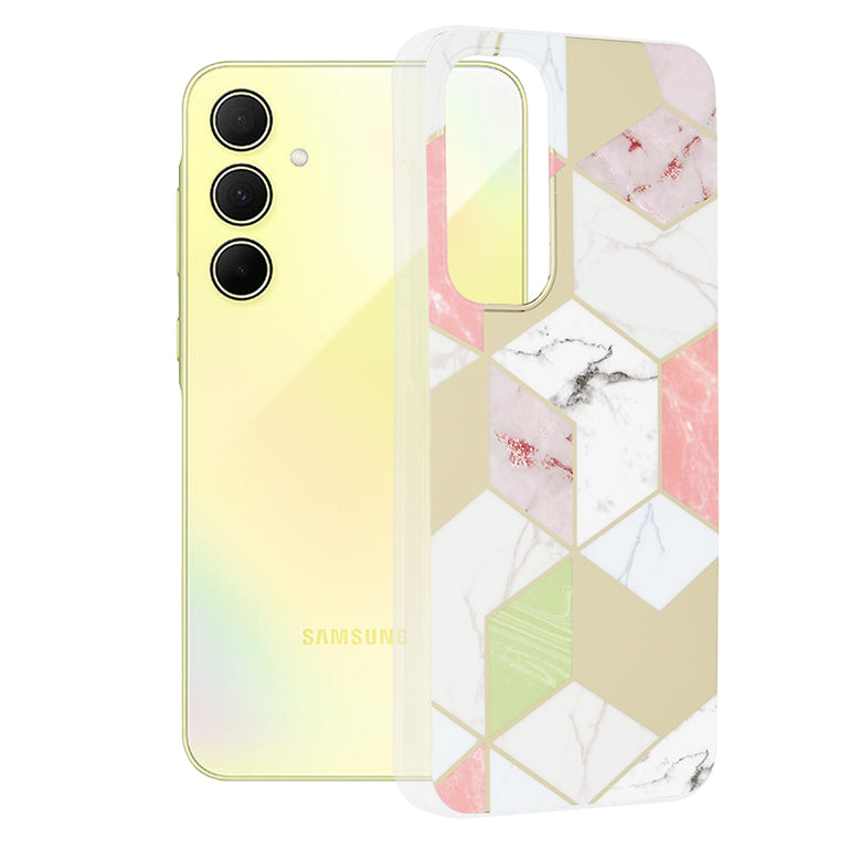 Husa de protectie Techsuit Marble Series compatibila cu Samsung Galaxy A35 5G, acoperire spate, Purple Hex
