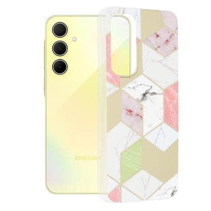 Husa de protectie Techsuit Marble Series compatibila cu Samsung Galaxy A35 5G, acoperire spate, Purple Hex