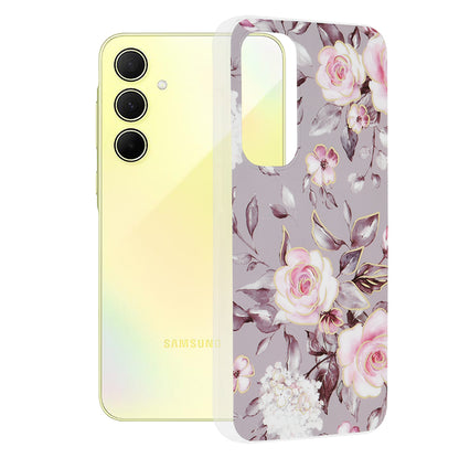 Husa de protectie Techsuit Marble Series compatibila cu Samsung Galaxy A35 5G, acoperire spate, Bloom of Ruth, Gray