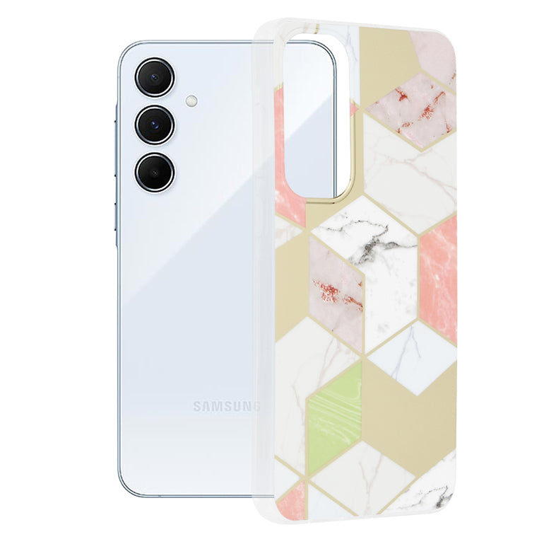 Husa de protectie Techsuit Marble Series compatibila cu Samsung Galaxy A55 5G, acoperire spate, Purple Hex