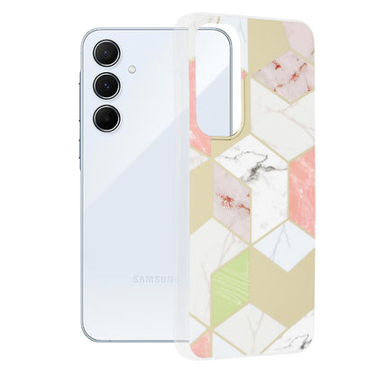 Husa de protectie Techsuit Marble Series compatibila cu Samsung Galaxy A55 5G, acoperire spate, Purple Hex