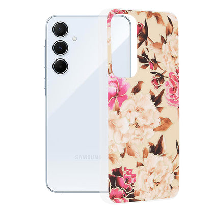 Husa de protectie Techsuit Marble Series compatibila cu Samsung Galaxy A55 5G, acoperire spate, Mary, Berry Nude