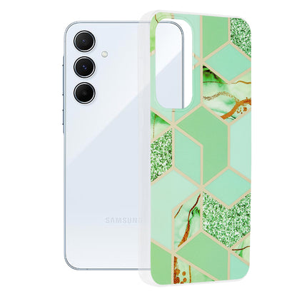 Husa de protectie Techsuit Marble Series compatibila cu Samsung Galaxy A55 5G, acoperire spate, Green Hex