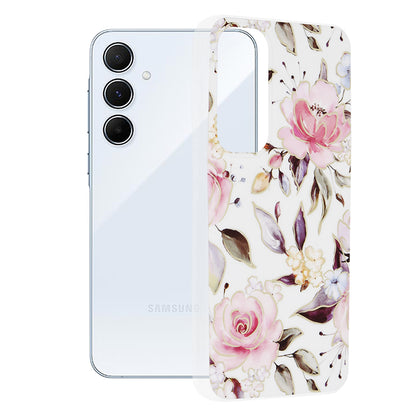 Husa de protectie Techsuit Marble Series compatibila cu Samsung Galaxy A55 5G, acoperire spate, Chloe White