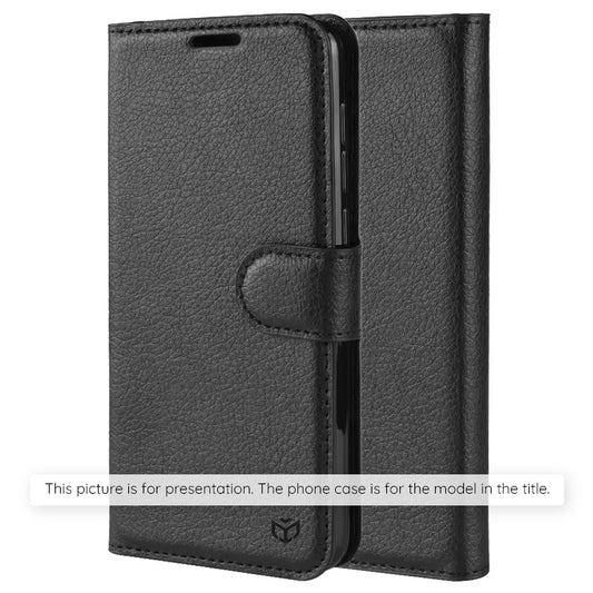 Husa de protectie Techsuit Leather Folio compatibila cu Realme GT 6, acoperire spate, negru