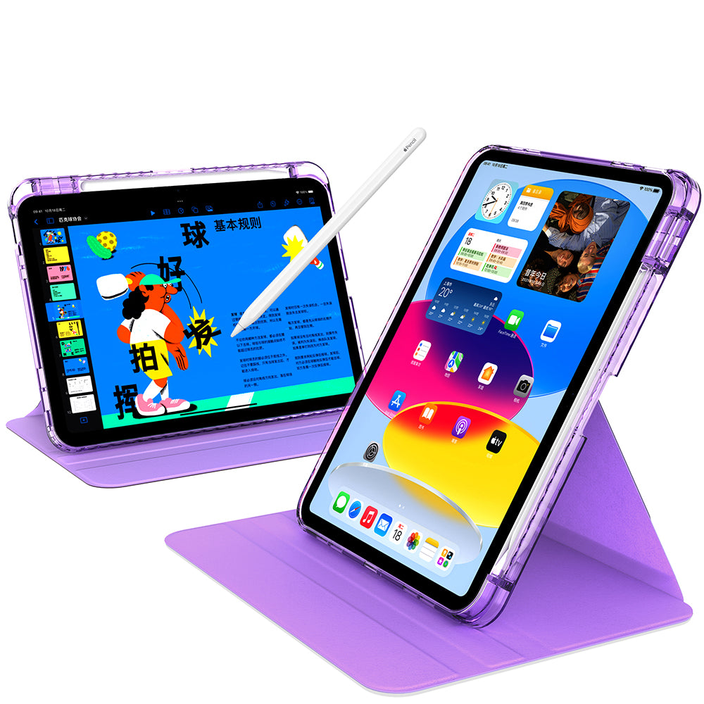 Husa de protectie pentru tableta Techsuit Crystal Vision compatibila cu iPhone iPad 10 (2022) 10.9, Policarbonat TPU, mov