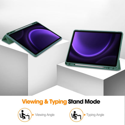 Husa de protectie pentru tableta Techsuit Flex Trifold compatibila cu Samsung Galaxy Tab S9 FE, verde inchis, TPU