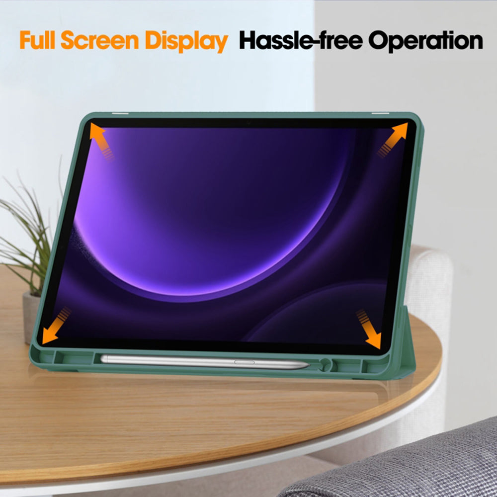 Husa de protectie pentru tableta Techsuit Flex Trifold compatibila cu Samsung Galaxy Tab S9 FE, verde inchis, TPU