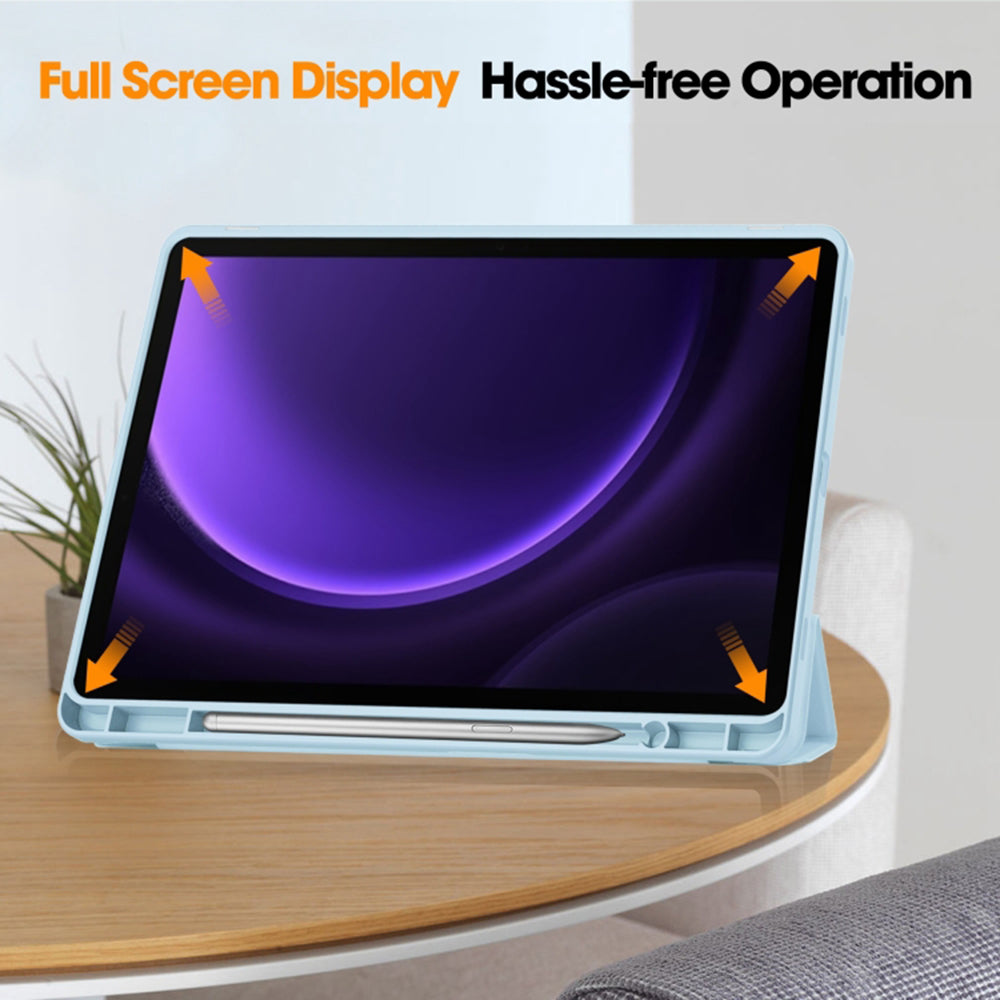 Husa de protectie pentru tableta Techsuit Flex Trifold compatibila cu Samsung Galaxy Tab S9 FE, bleu, TPU