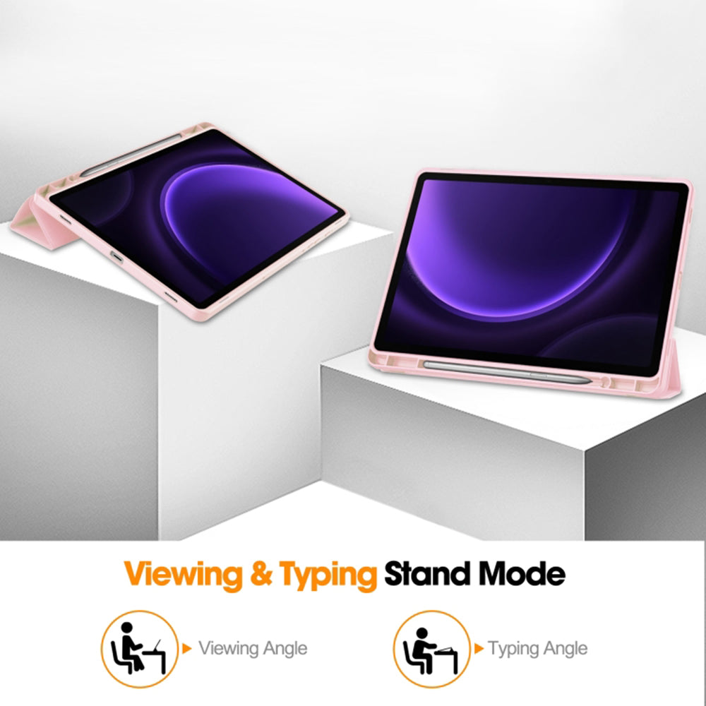 Husa de protectie pentru tableta Techsuit Flex Trifold compatibila cu Samsung Galaxy Tab S9 FE, roz, TPU