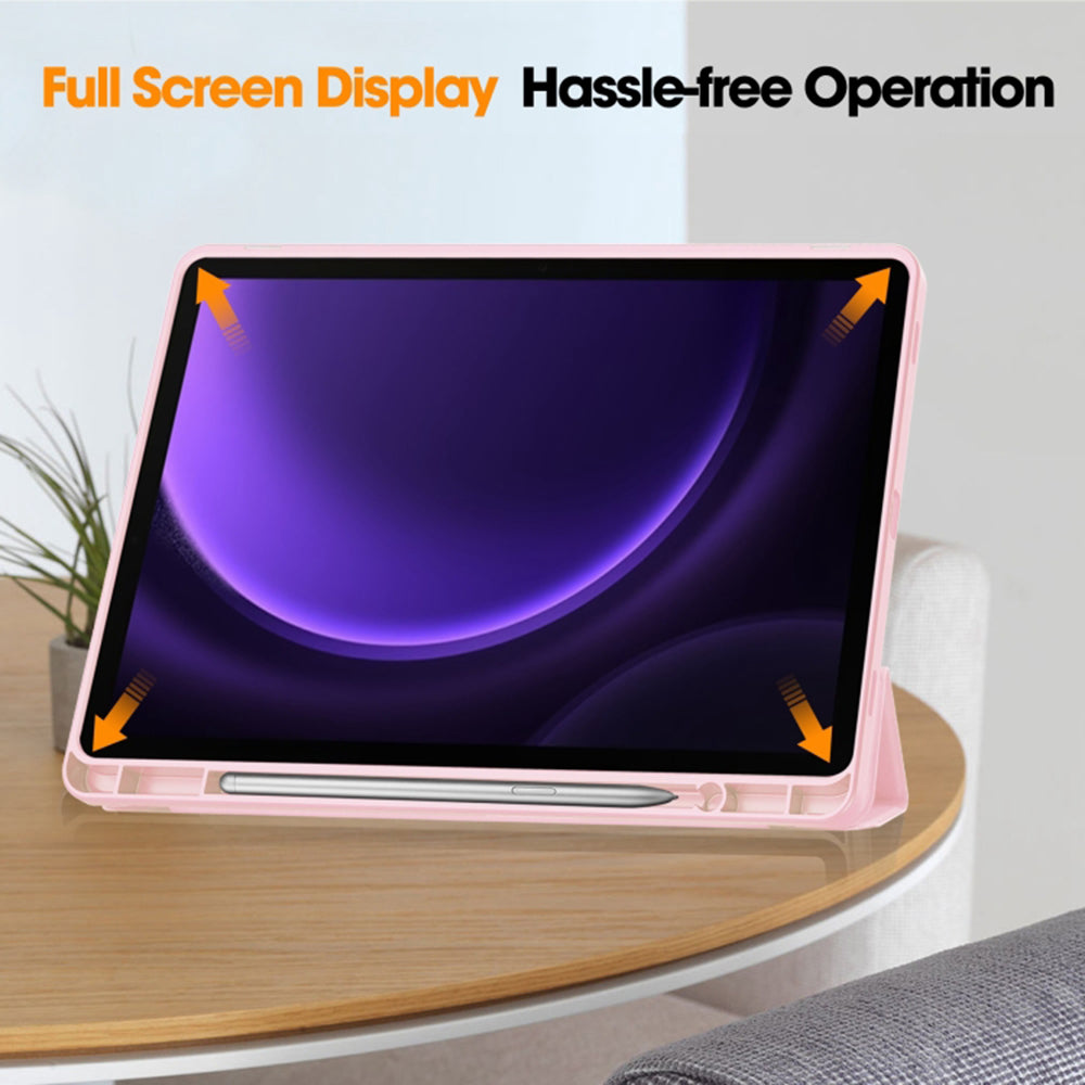 Husa de protectie pentru tableta Techsuit Flex Trifold compatibila cu Samsung Galaxy Tab S9 FE, roz, TPU