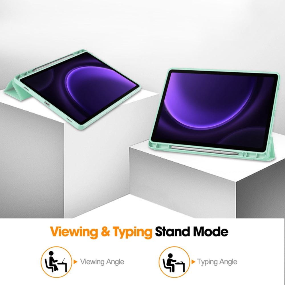 Husa de protectie pentru tableta Techsuit Flex Trifold compatibila cu Samsung Galaxy Tab S9 FE, verde deschis, TPU